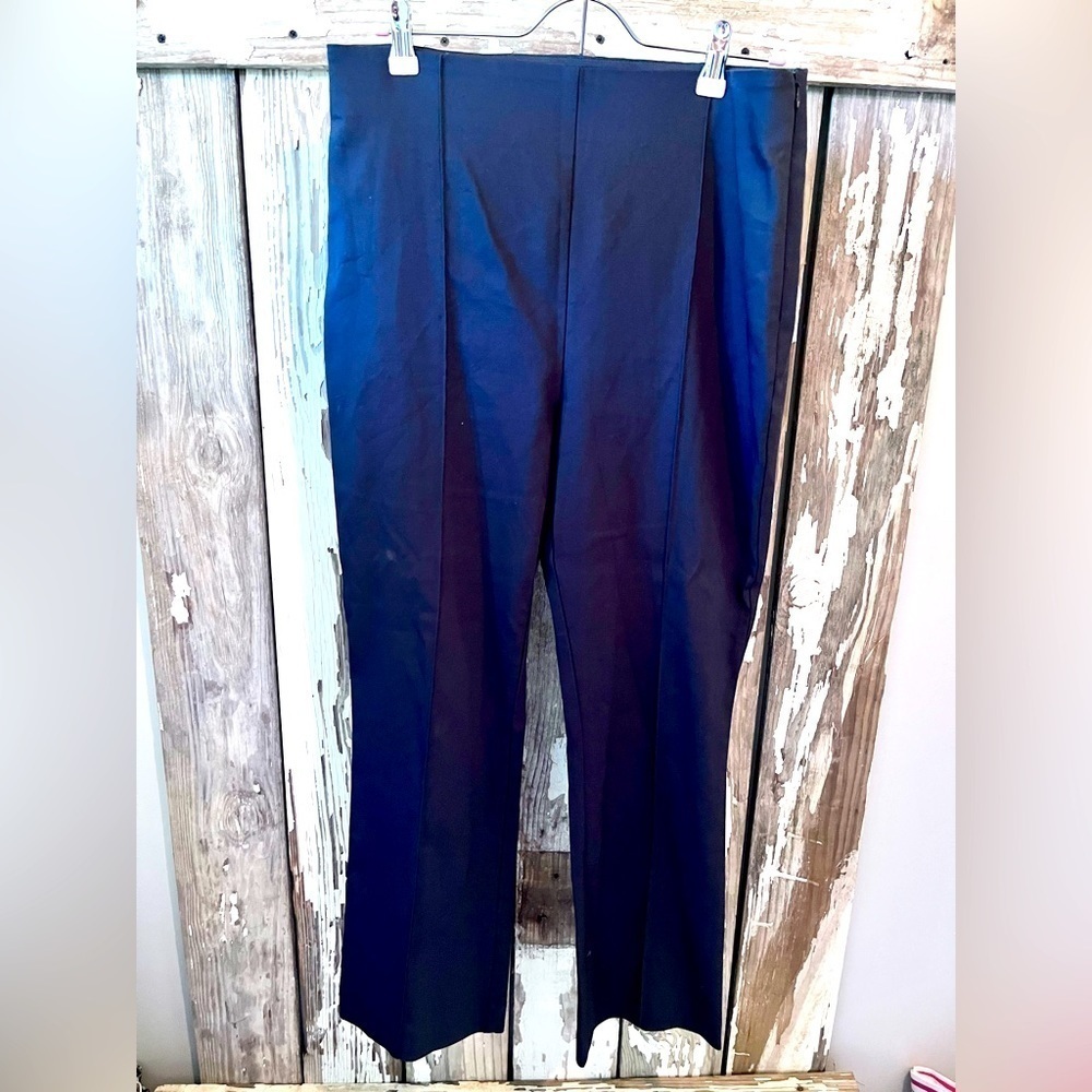 Loft Slacks dark jean size 12 high waist wide leg